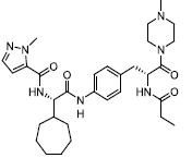 N-((S)-1-Cycloheptyl-2-((4- ((R)-3-(4-methylpiperazin- 1-yl)-3-oxo-2- propionamidopropyl)pheny l)ami
